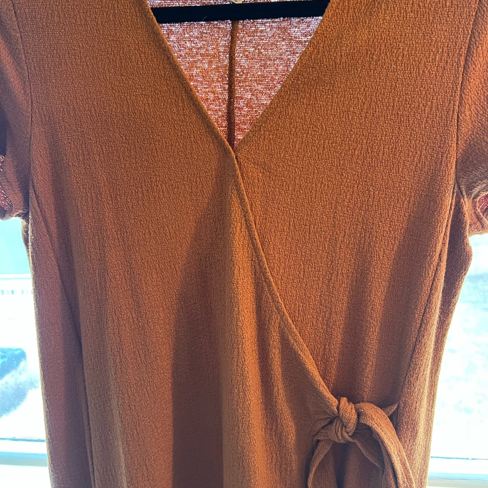 Rust Orange Wrap Dress